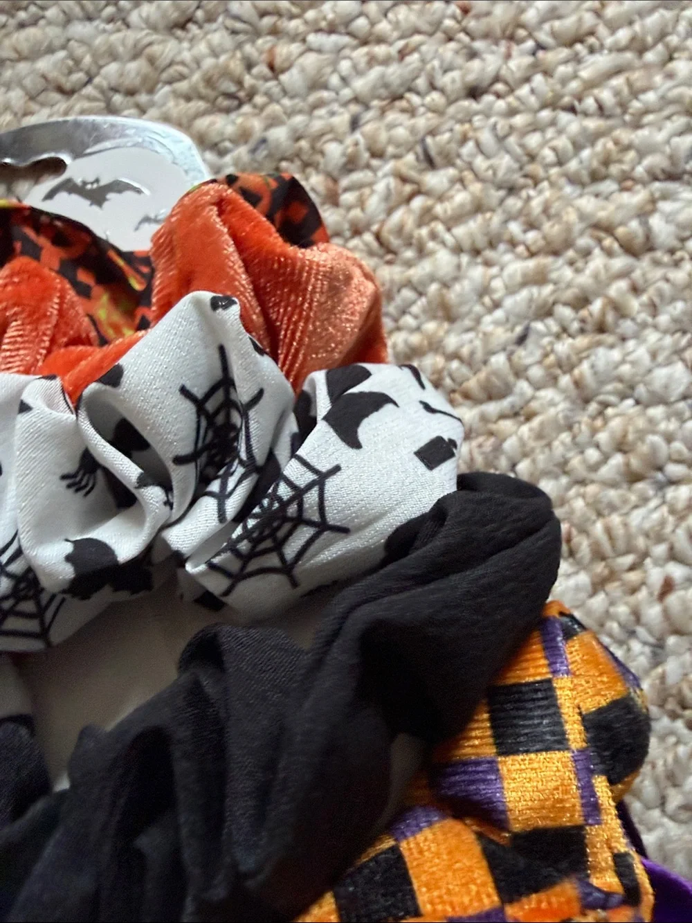 Nicole Miller Halloween Kids Scrunchie Set - Orange, Black, White, Purple